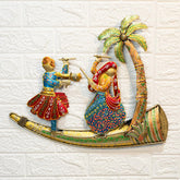 Ekhasa Metal Wall Decor for Living Room and Bedroom | Metal Wall Art Sculpture for Decorating Drawing Room Sofa Wall | Gift for Home Décor or Office Décor (Handpainted Radha Krishna Dancing)